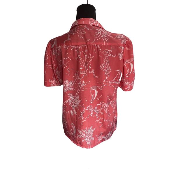 Vintage 2 Piece Pink Coral Collared Blouse & Matching Pleated Skirt Est Size - S - Picture 6 of 10